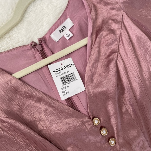 NWT Rahi Luster Cutout Mini Dress in Antique Rose | Metallic Pink | Nordstrom - Picture 8 of 16